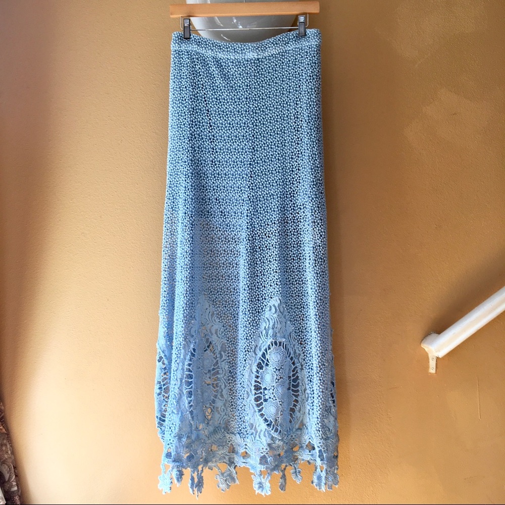 Free People Light Blue Mi Amore Maxi Skirt
